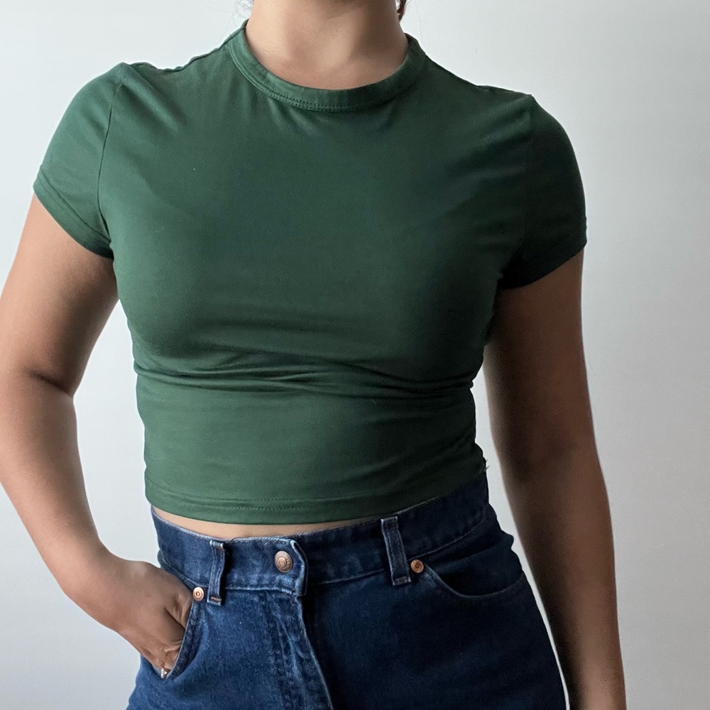 Green Fitted Crop Top